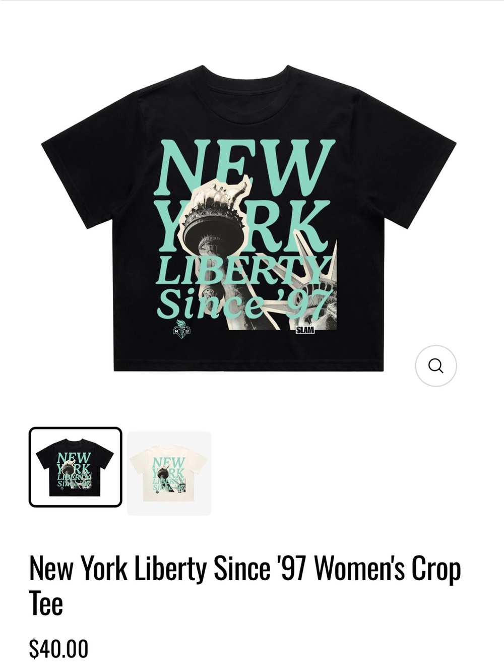 New York Liberty Graphic Cropped Tee - Black